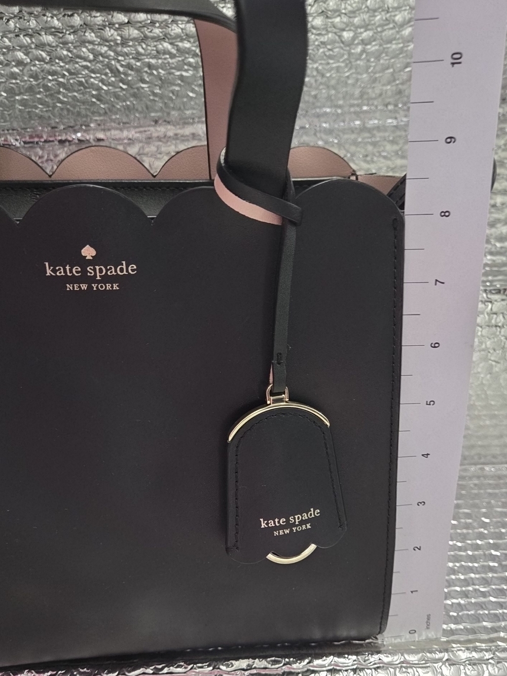 kate spade Black Tote with Scalloped Top and Pink Trim - Picture 4 of 9